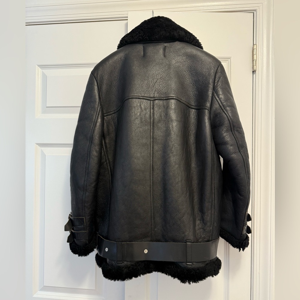Black Acne Studios Sherling And Leather Loose Fit… - image 7
